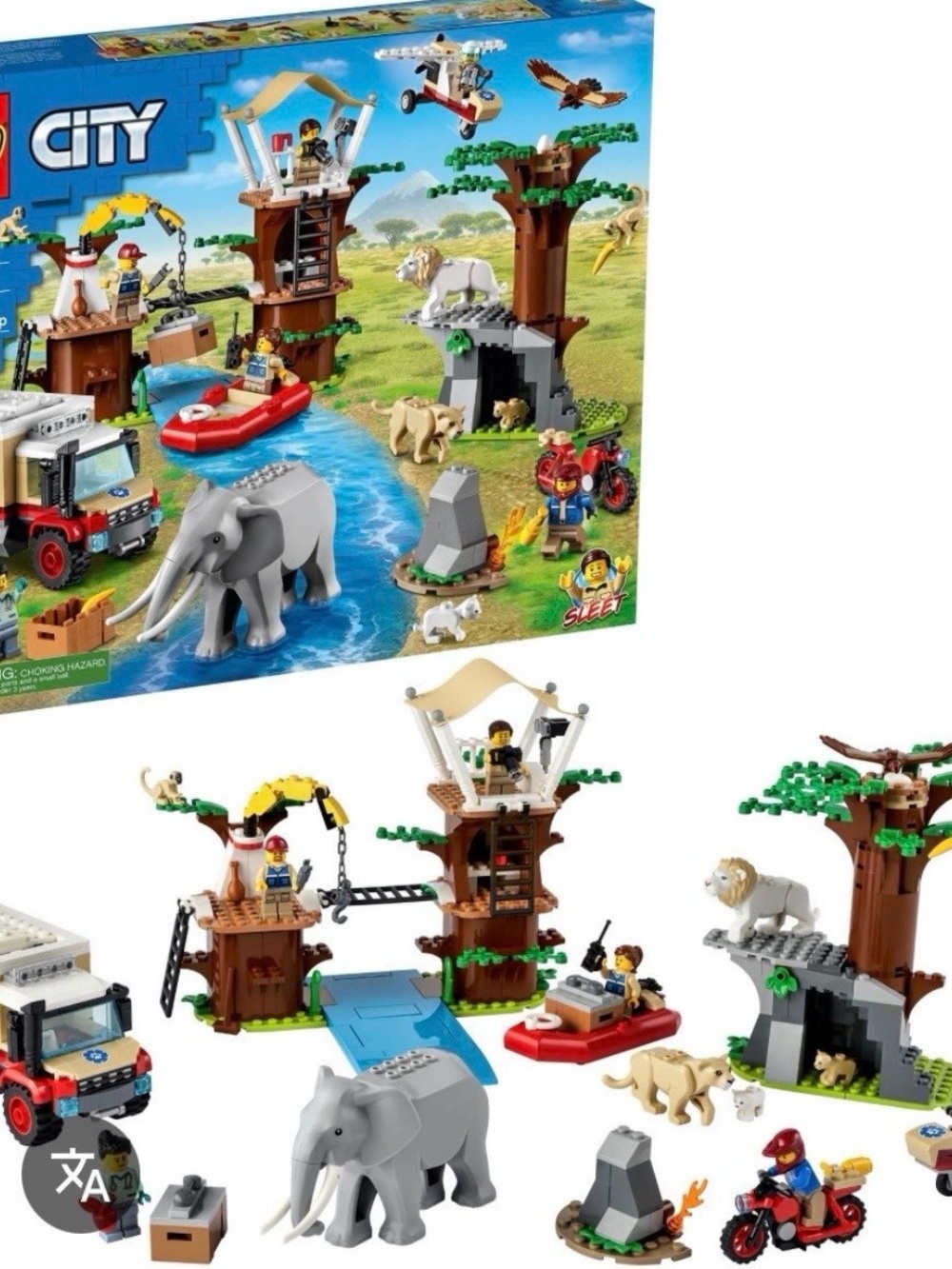 LEGO CITY 60307 Wildlife Rescue Camp Kids Safari Adventure Building Set -